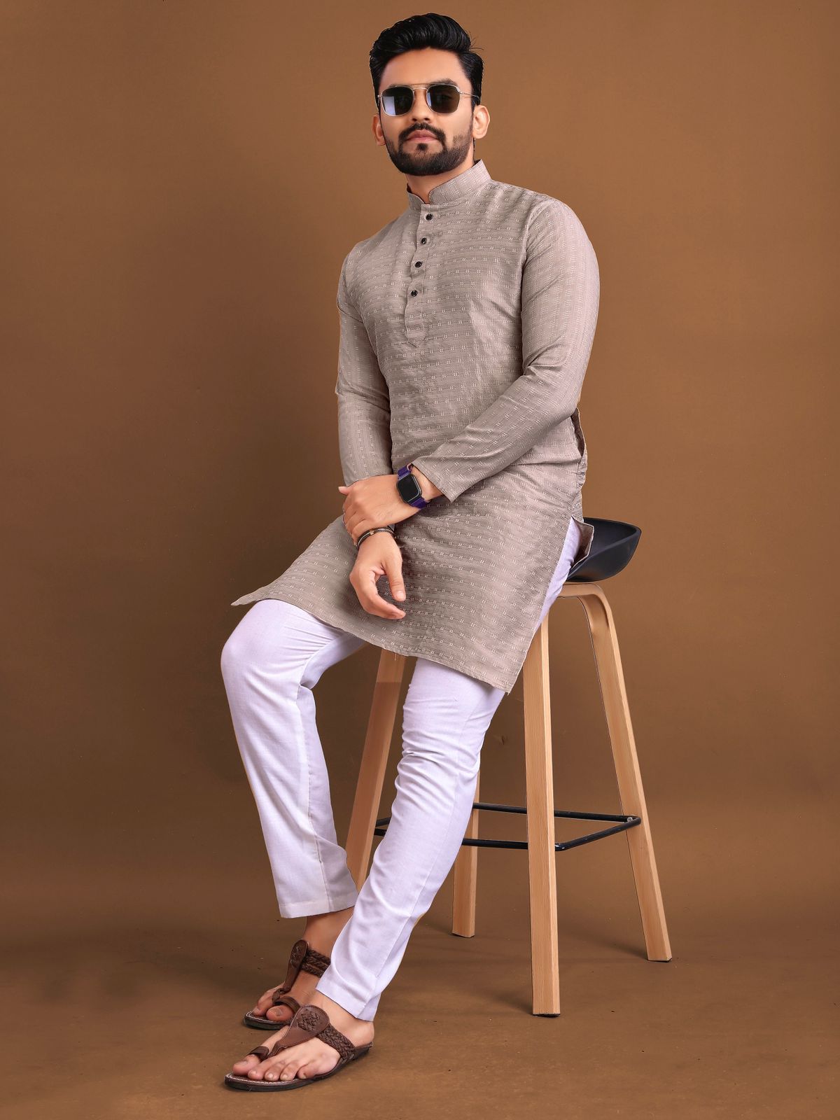 Men's Ethnic Wear Grey Kurta Pajama