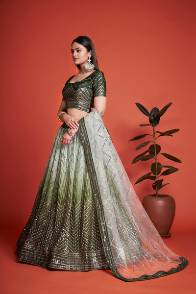 Green Attractive Collection of Lengha Choli for special wedding season