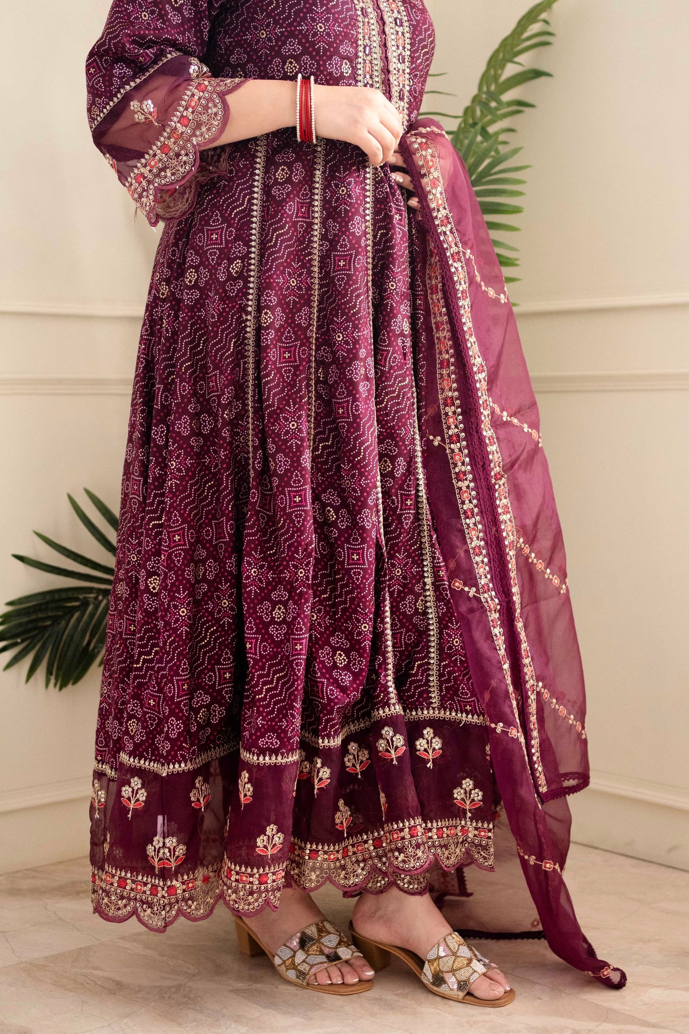 Meera Wine Voluminous Anarkali Suit Set VK4